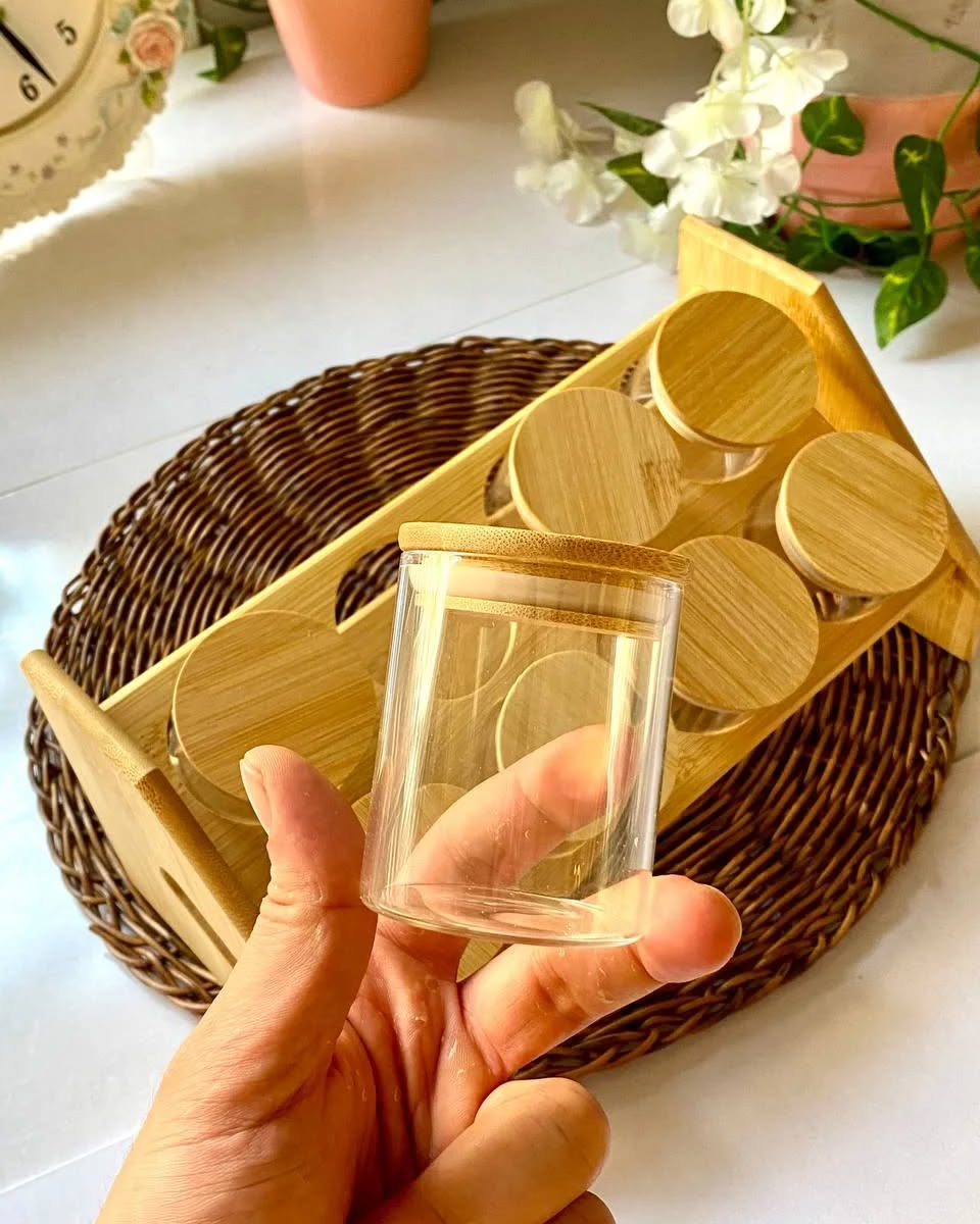 Small Wood 8 Spice Bottle Set Small Wood 8 Spice Bottle Set
